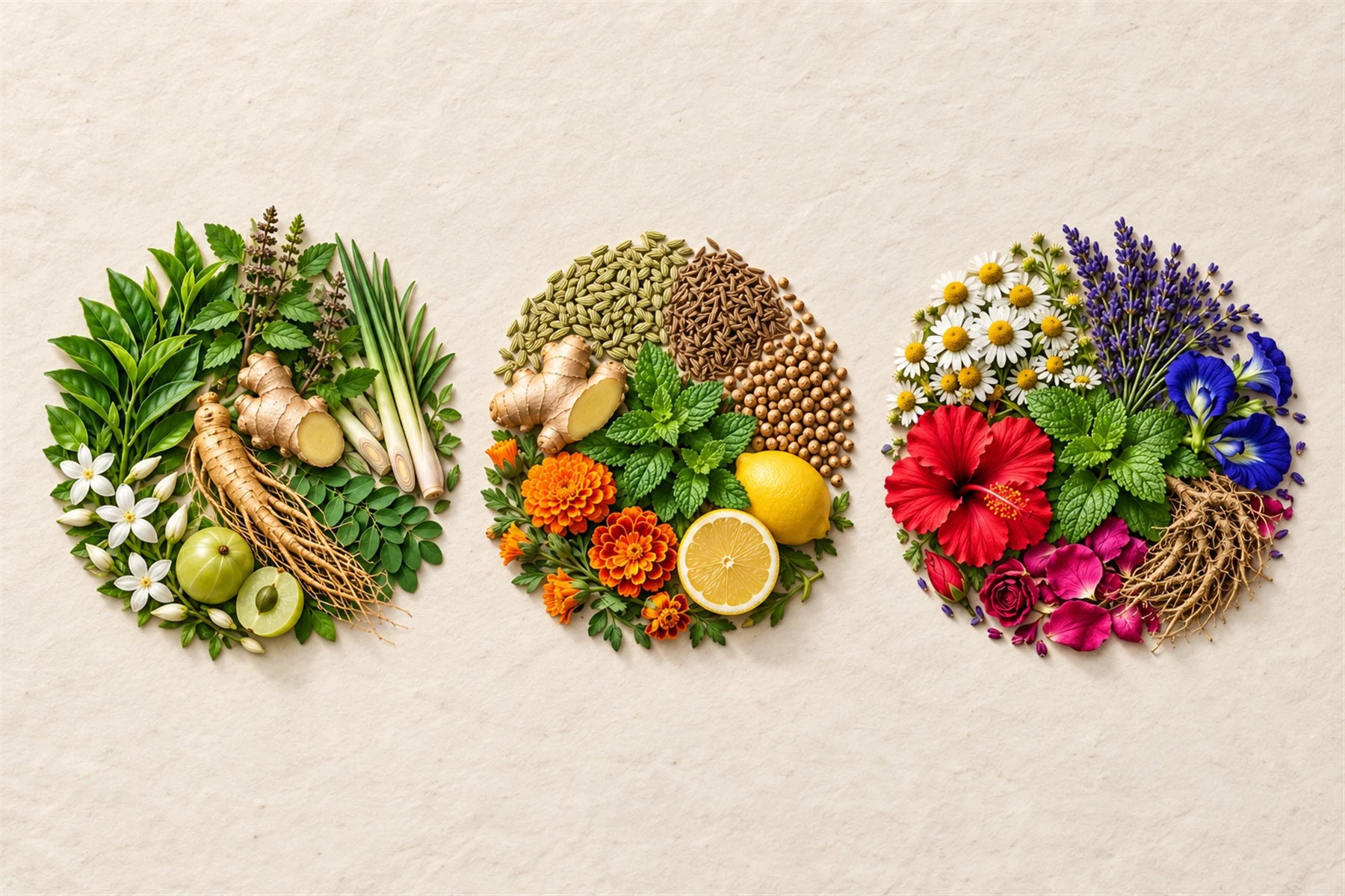 Three botanical worlds for UPLIFT, EASE and UNWIND