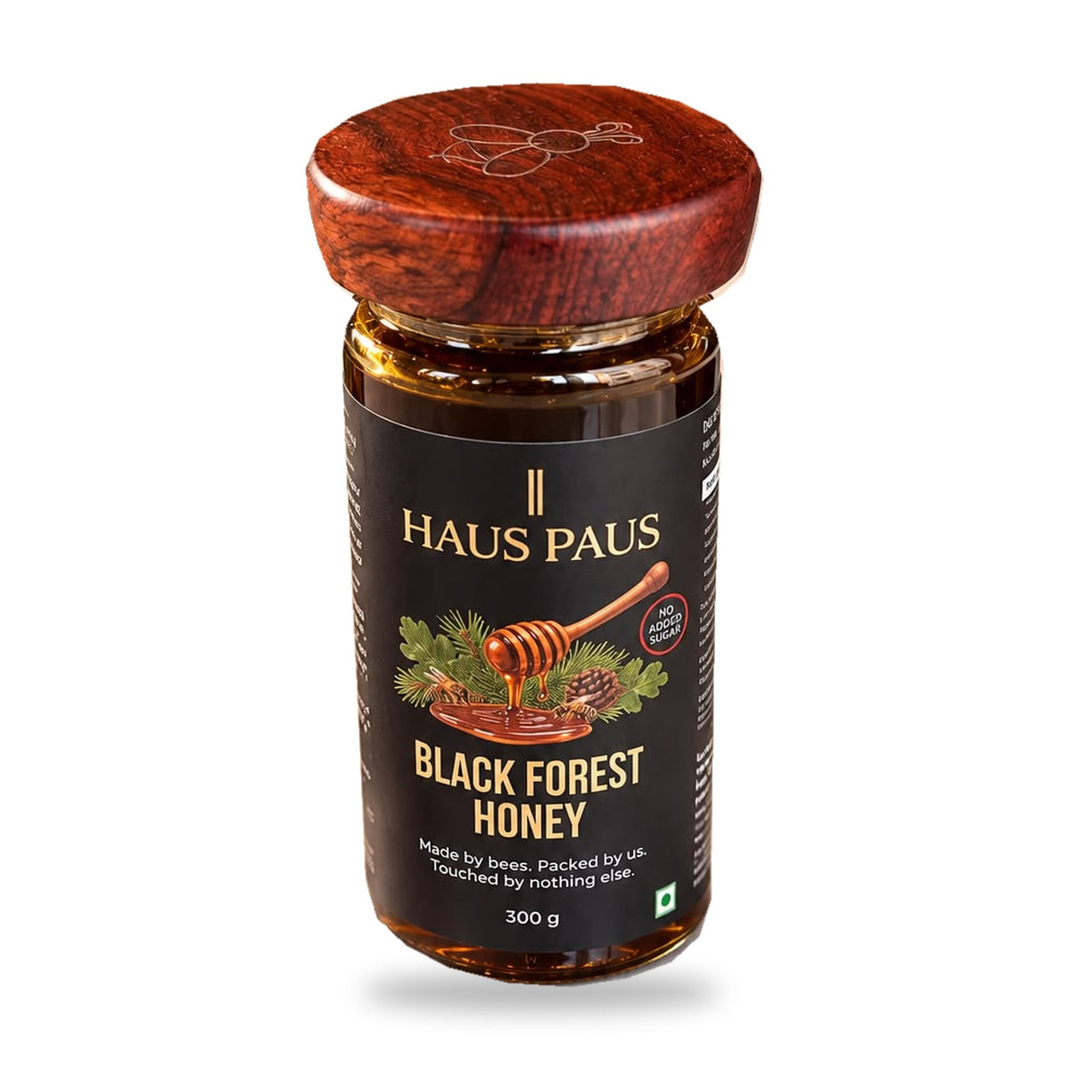 Jar of Haus Paus Black Forest Honey, dark Himalayan forest honey