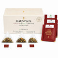 HAUS PAUS Combo Pack box with UPLIFT, EASE and UNWIND pyramid tea bags