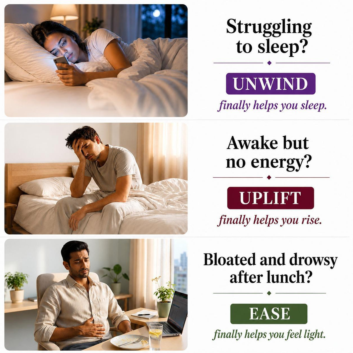 Struggling to sleep, awake but no energy, block and drowsy after lunch?