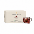 HAUS PAUS UPLIFT energy herbal tea box with a freshly brewed cup