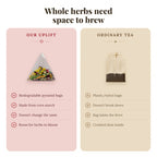 Biodegradable corn-starch pyramid tea bags compared with ordinary plastic tea bags