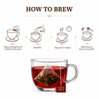 How to brew UPLIFT tea: one bag in 200 ml water at 85 to 90 degrees, steeped 3 to 4 minutes