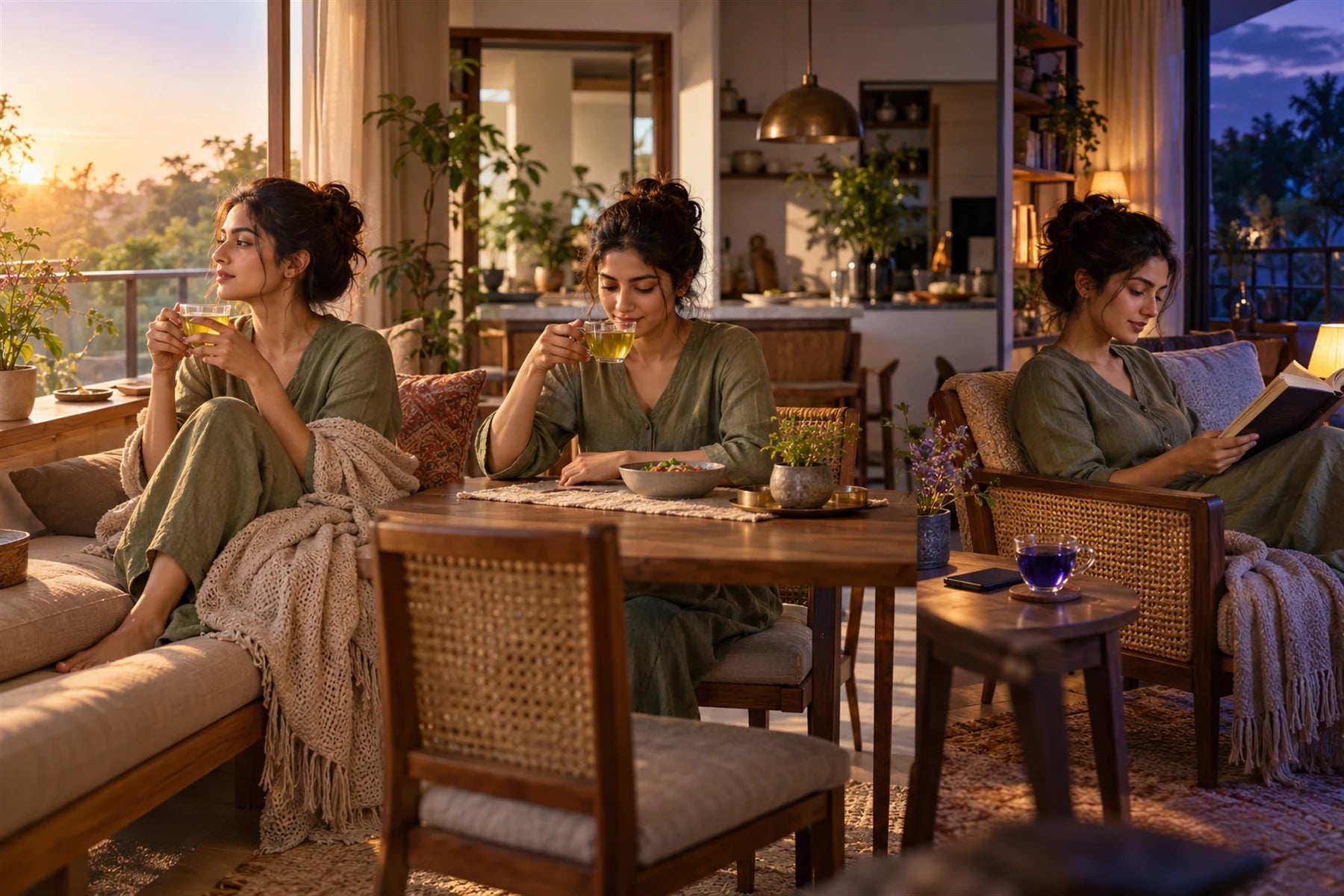 One woman taking morning, post-meal and evening pauses