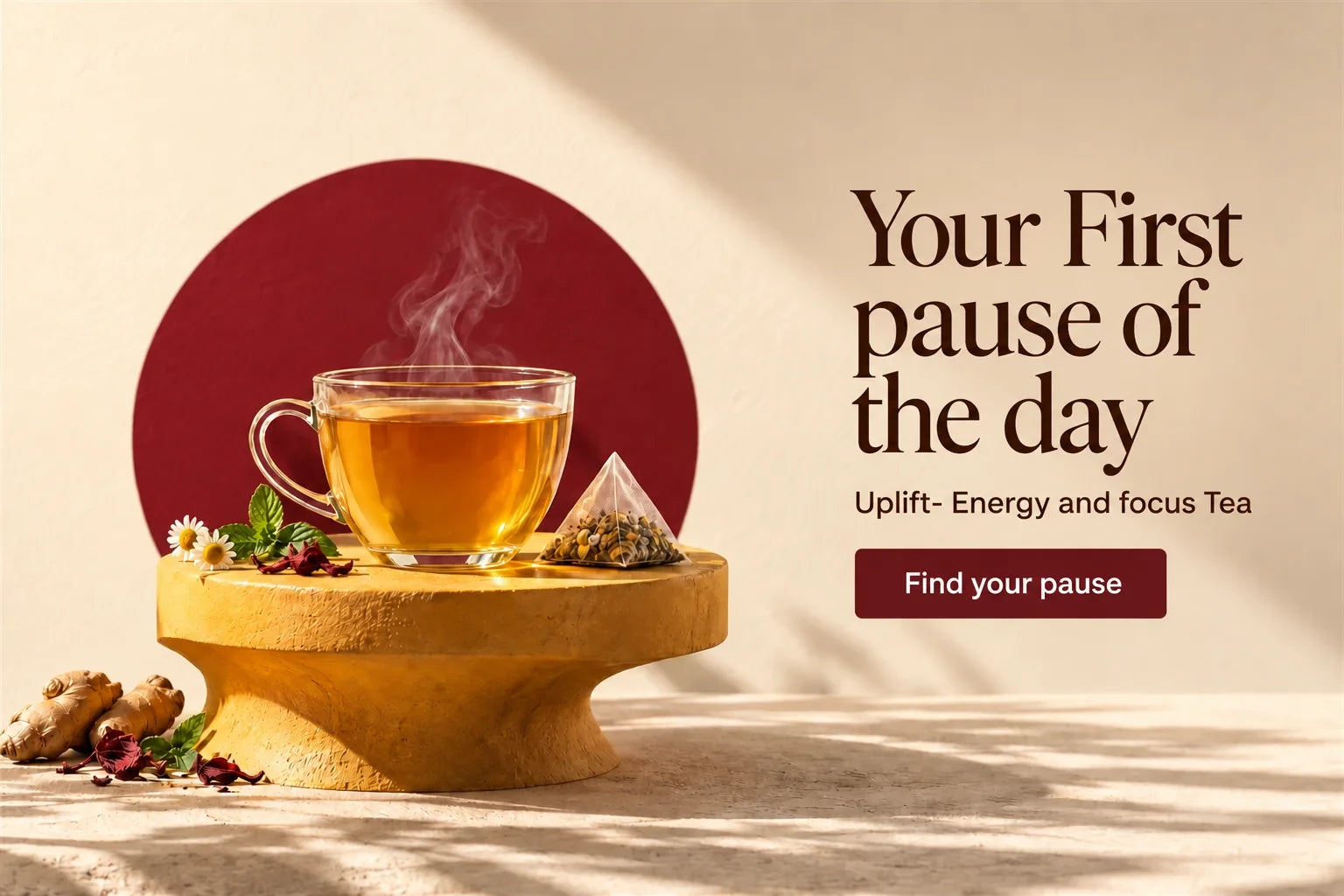 Herbal tea. Real honey. The pause, made properly.