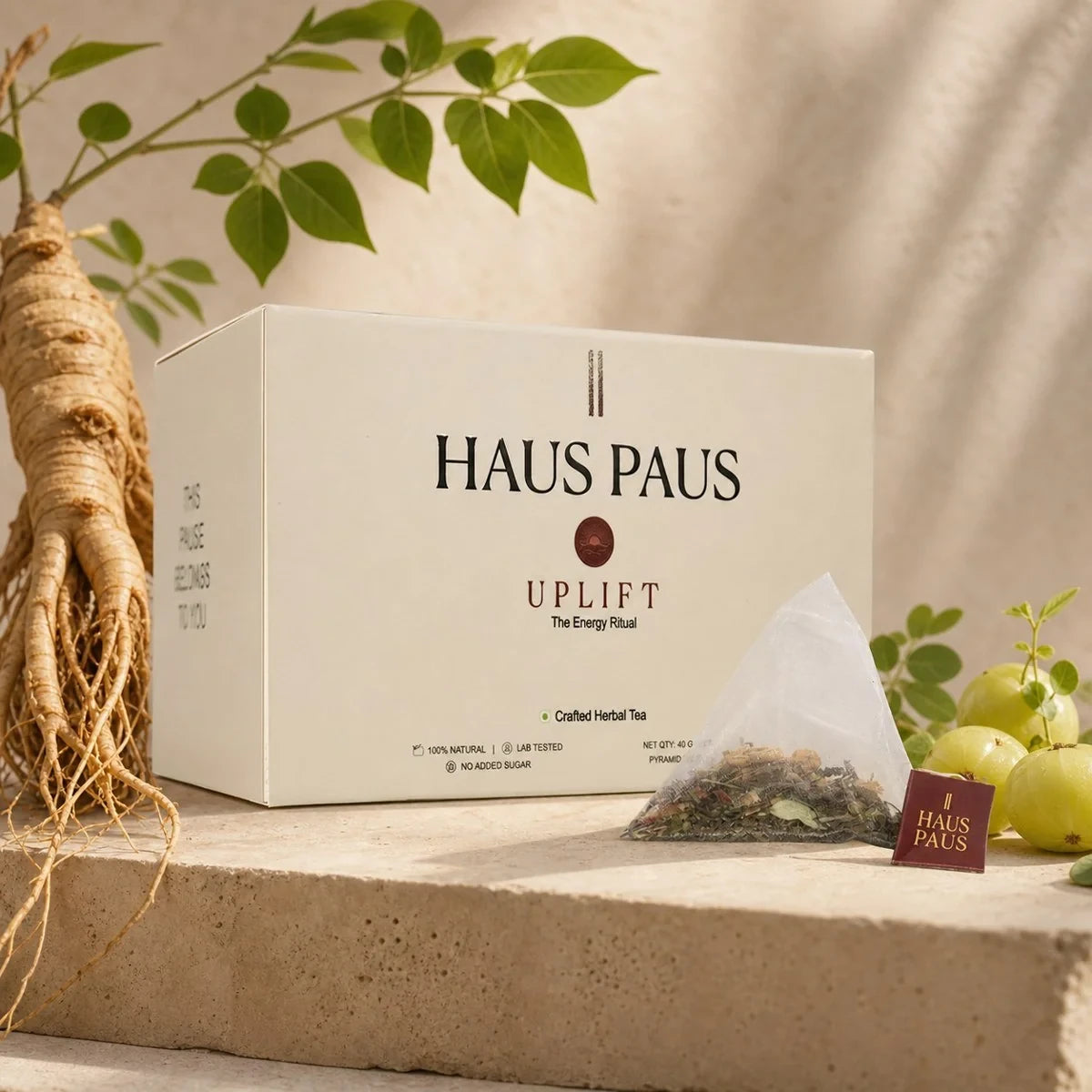 UPLIFT · Energy & Focus Tea — supplied product photograph