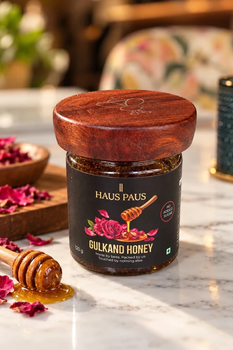 Gulkand Honey — supplied 120 g jar photograph